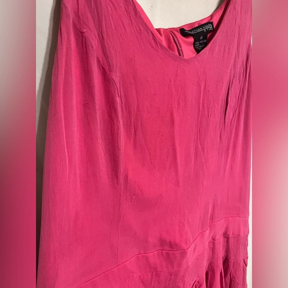 Jonathan Martin Y2K Hot Pink Silk Sleeveless Dress size 16 - Picture 3 of 4